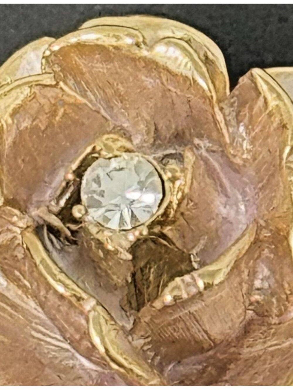 England's Rose R.J. Graziano 1997 Flower Brooch Pin Gold Tone Enamel Rhinestone - Picture 3 of 10